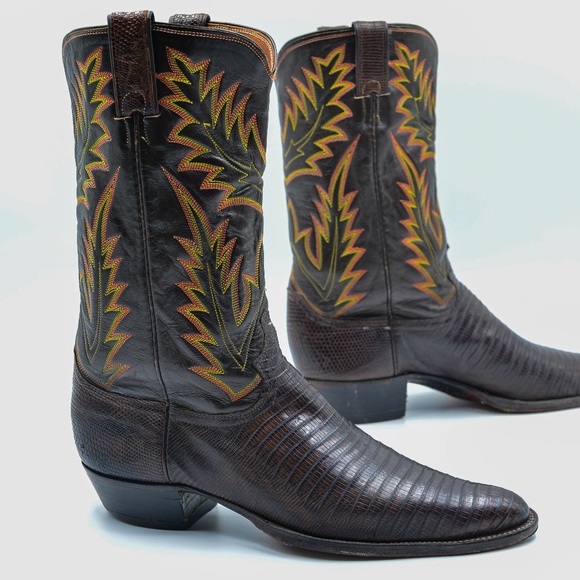 Justin Boots Other - Vtg JUSTIN Teju Lizard Exotic Cowboy Western Boots